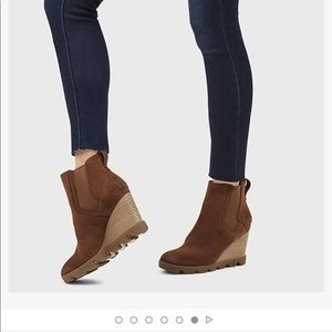 Sorel Joan Uptown Suede Waterproof Chelsea Wedge Lug Sole Booties